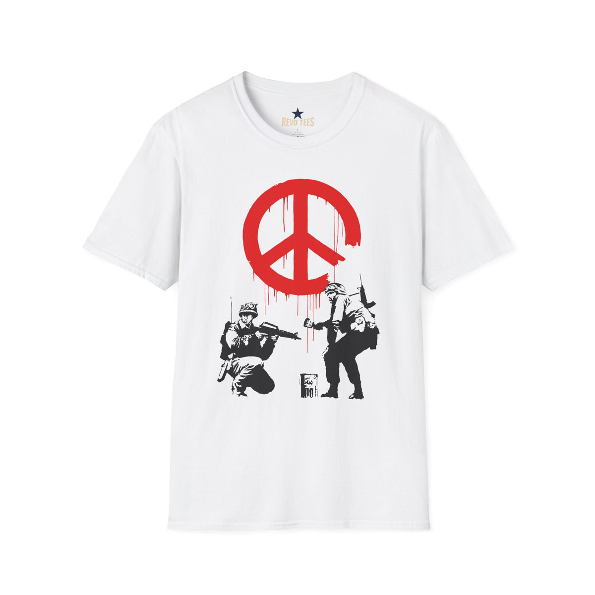 Revotees Banksy Peace Symbol Graffiti Red Drip Street Art T-Shirt - alternate view 2