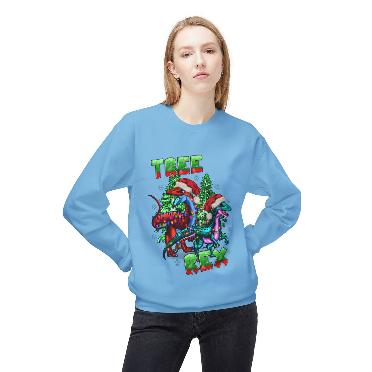 Tree Rex Christmas — Festive Dinosaur Holiday CrewneckSweatshirt