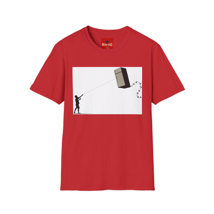 T-Shirt — Banksy-Style Kite Refrigerator Street Art Tee
