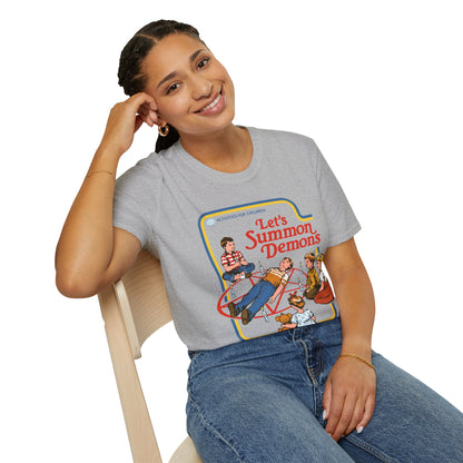 Let’s Summon Demons T‑Shirt — Retro Kids’ Activity Parody Tee