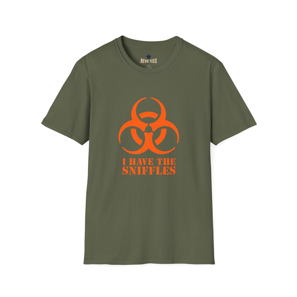 Revotees Graphic Orange Biohazard Icon with I Have the Sniffles T-Shirt - alternate view 7