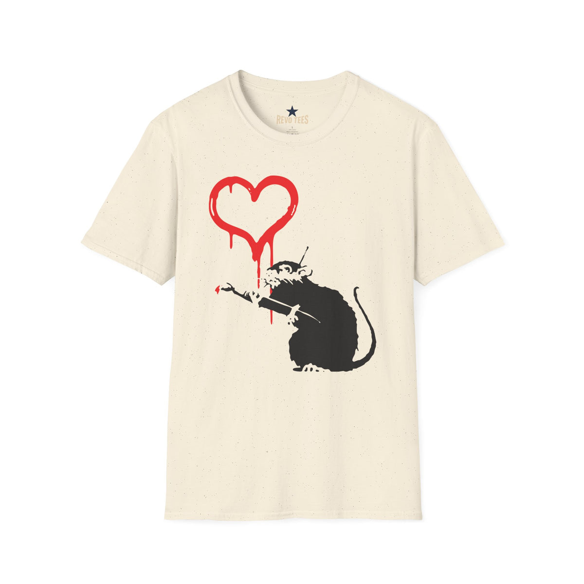Revotees Banksy Inspired Rat Stencil Dripping Heart Street Art T-Shirt - alternate view 4