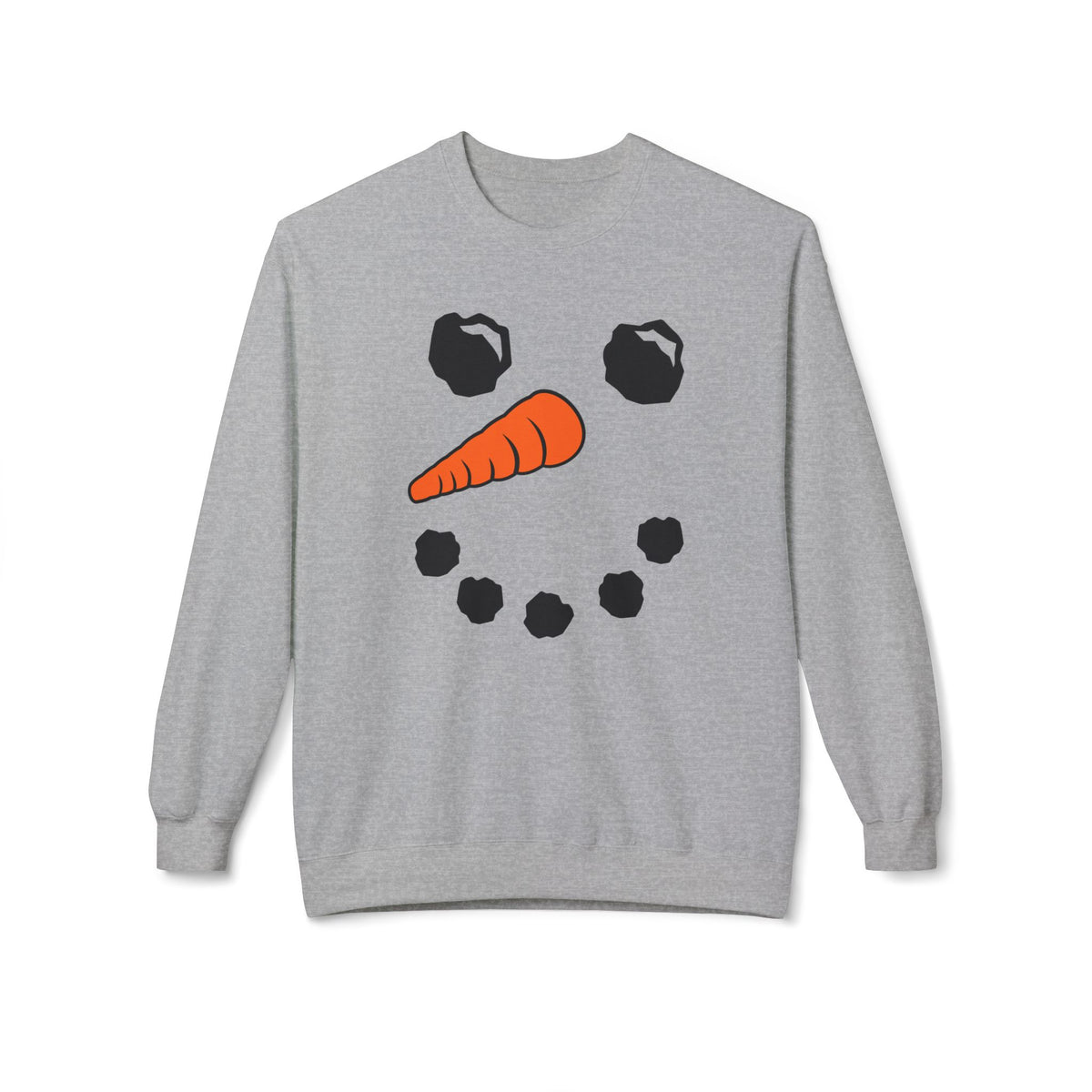 Snowman Face Crewneck Sweatshirt — Cute Winter Holiday Pullover