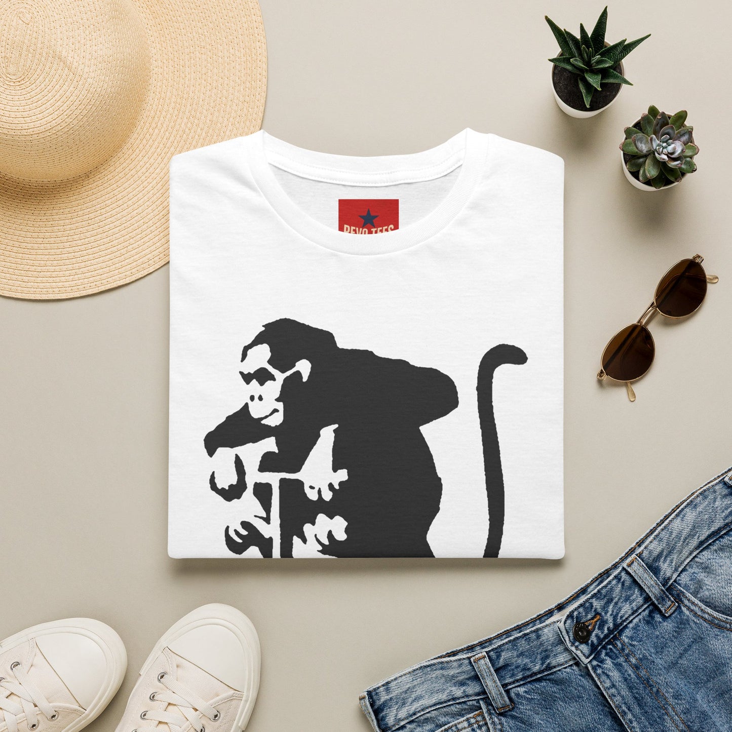 Banksy-Style Monkey On Bomb T-Shirt — Street Art Graphic Tee