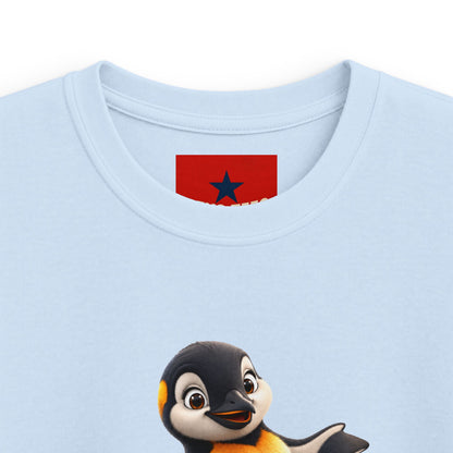Kids Penguin Graphic Tee — Cute Dancing Penguin Shirt front and back design