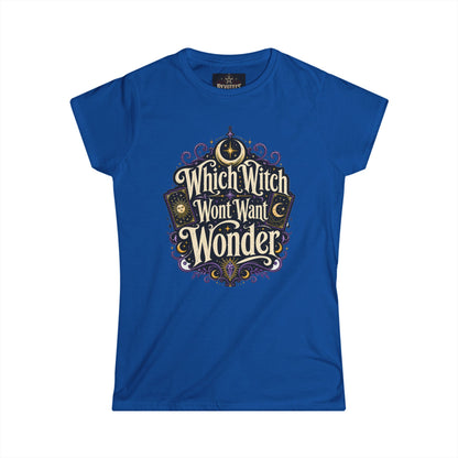 Women's Witchy Tee — "Which Witch Won't Want Wonder" Gothic Halloween Shirt