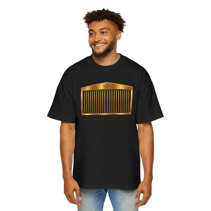 REVOTEES Gold Grill Graphic Tee — Luxury Car Emblem Oversized Men's T-Shirt