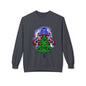 Astronaut Santa Pouncing on a Christmas Tree Crewneck Sweatshirt