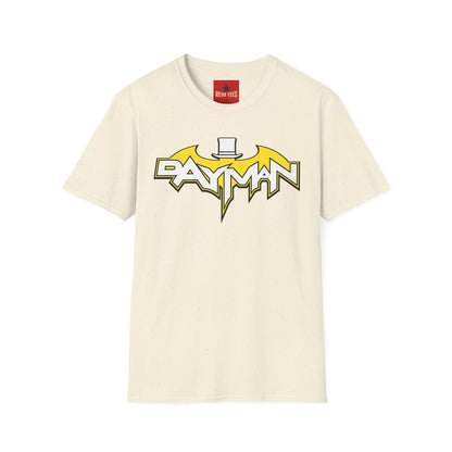 Bayman Logo T-Shirt — Retro Comic Bat Emblem Graphic Tee
