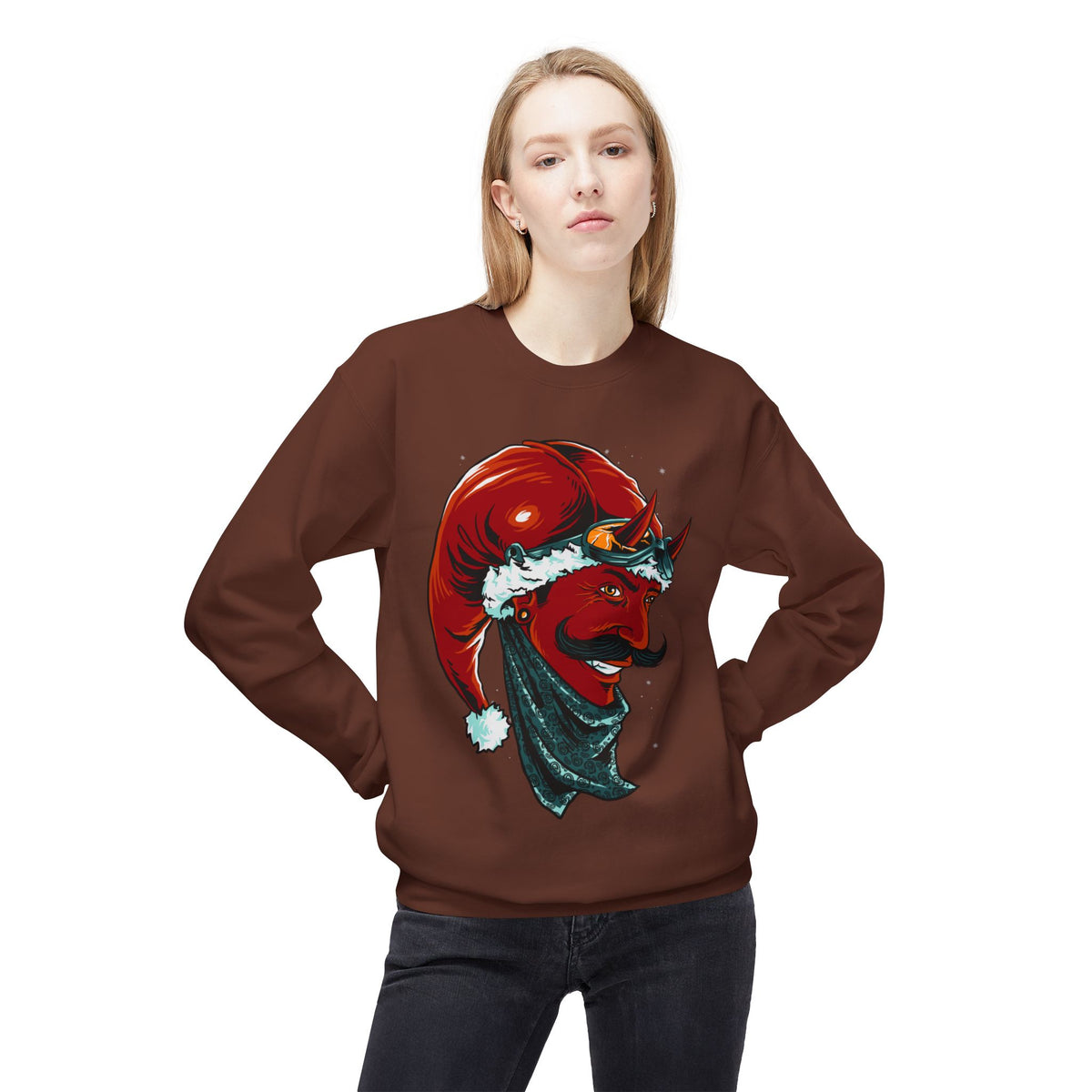 Devil Santa — Vintage Holiday Demon Graphic Crewneck Sweatshirt