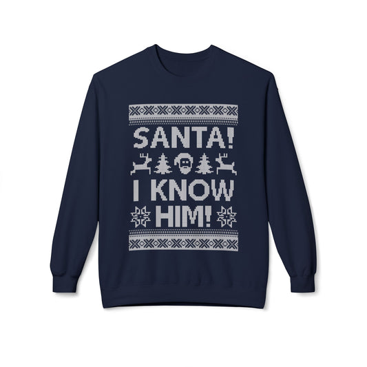 Elf Movie "Santa! I Know Him!" Holiday Ugly Sweater Design Crewneck Sweatshirt —