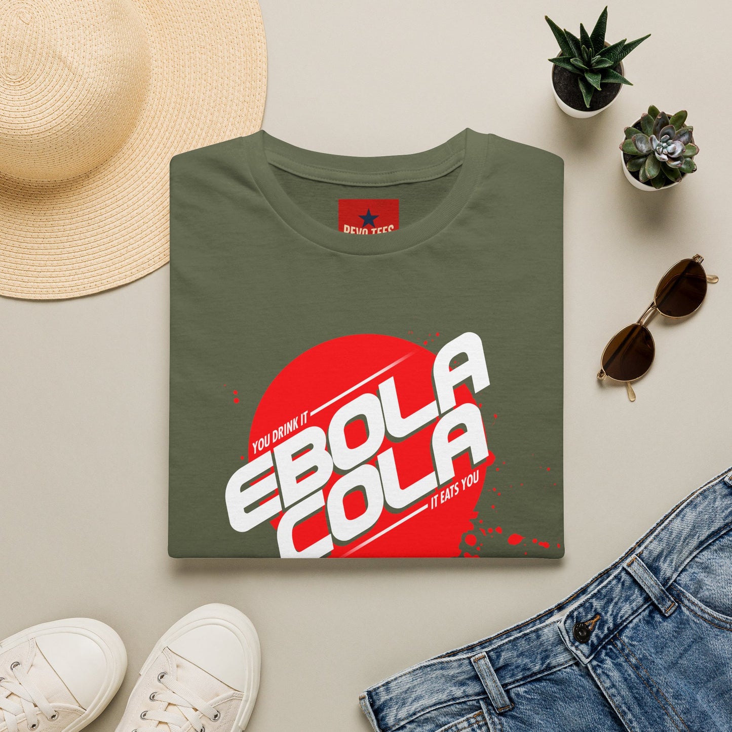 Ebola Cola Graphic T-Shirt – Retro Logo & Distressed Splash Design