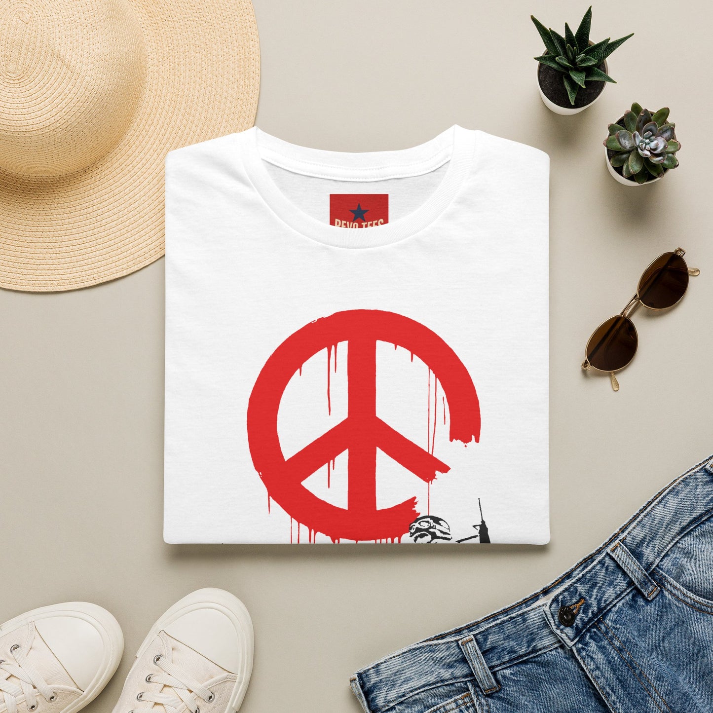 Banksy Peace Symbol Graffiti T-Shirt – Red Drip Street Art Tee