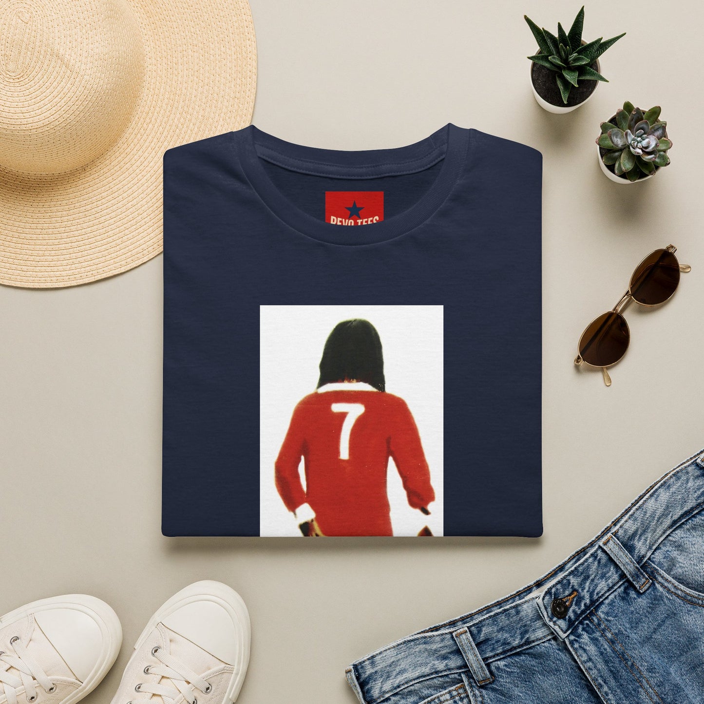 Banksy George Best Soccer Player No.7 Graphic T-Shirt — Retro Football Jersey Illustration