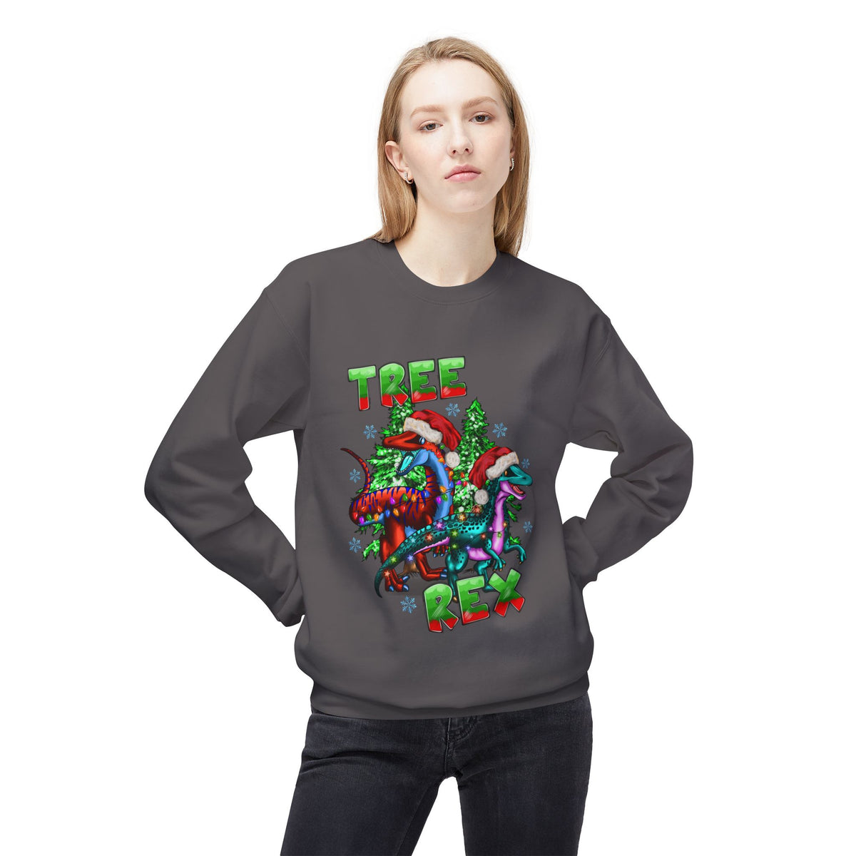 Tree Rex Christmas — Festive Dinosaur Holiday CrewneckSweatshirt
