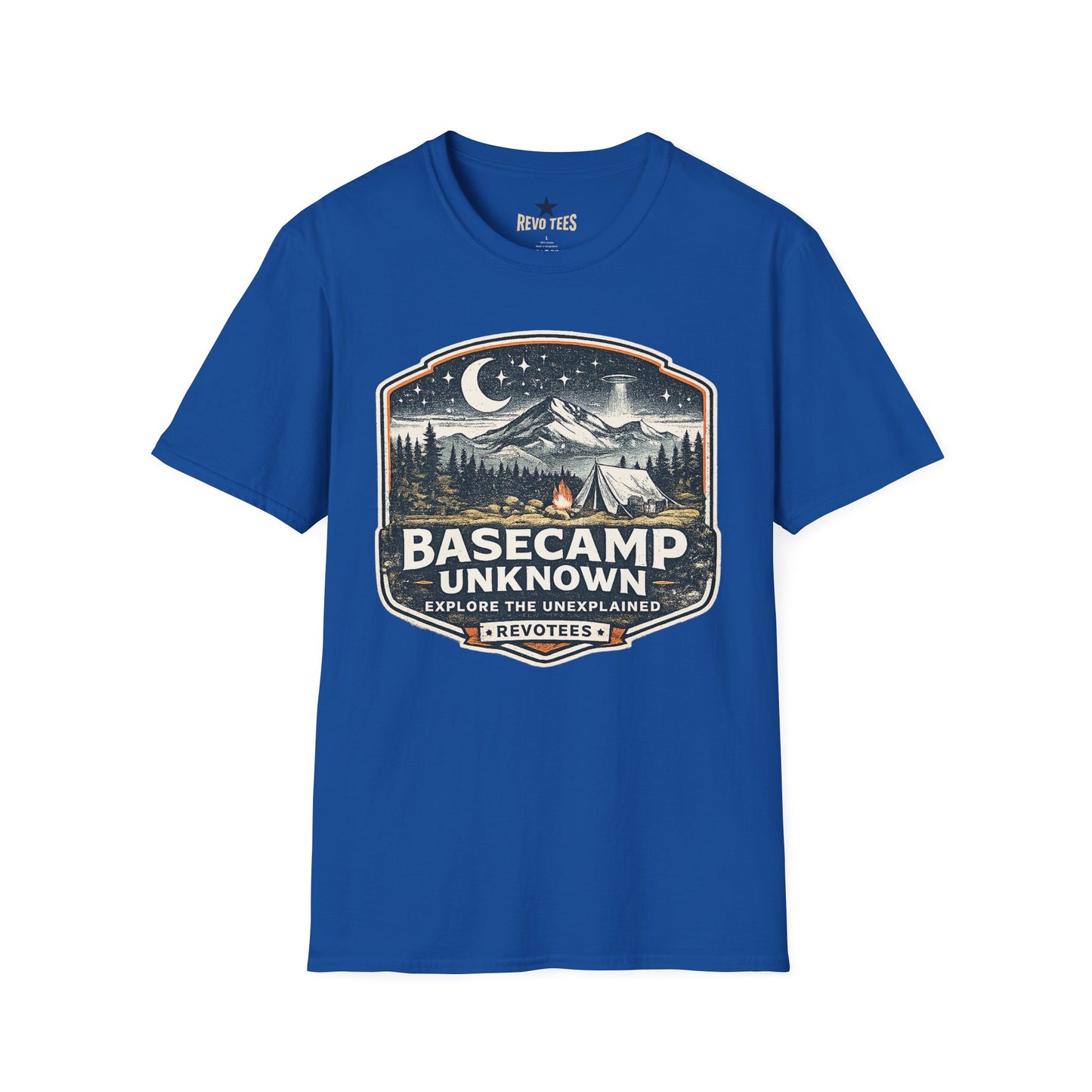 REVOTEES Basecamp Unknown Camping T-Shirt — Night Mountain Adventure Tee