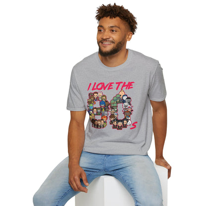 T-Shirt — "I Love the 80s" Retro Pop Culture Character Tee
