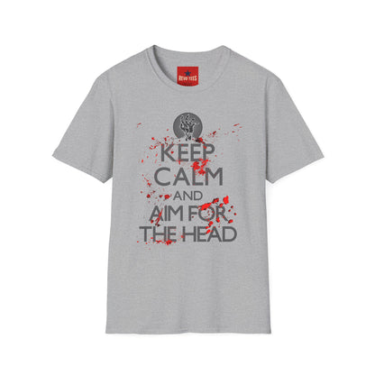 T-Shirt — “Keep Calm and Aim for the Head” Horror Zombie Graphic Tee