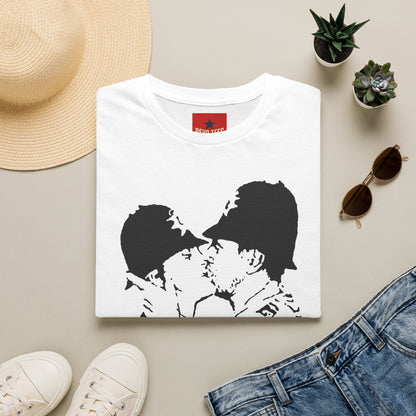 Banksy - Kissing Policemen Graphic T‑Shirt — Vintage Stencil Couple Print