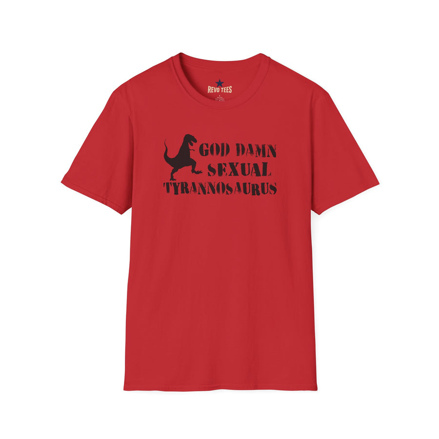Revotees God Damn Sexual Tyrannosaurus Funny Dino Graphic T-Shirt