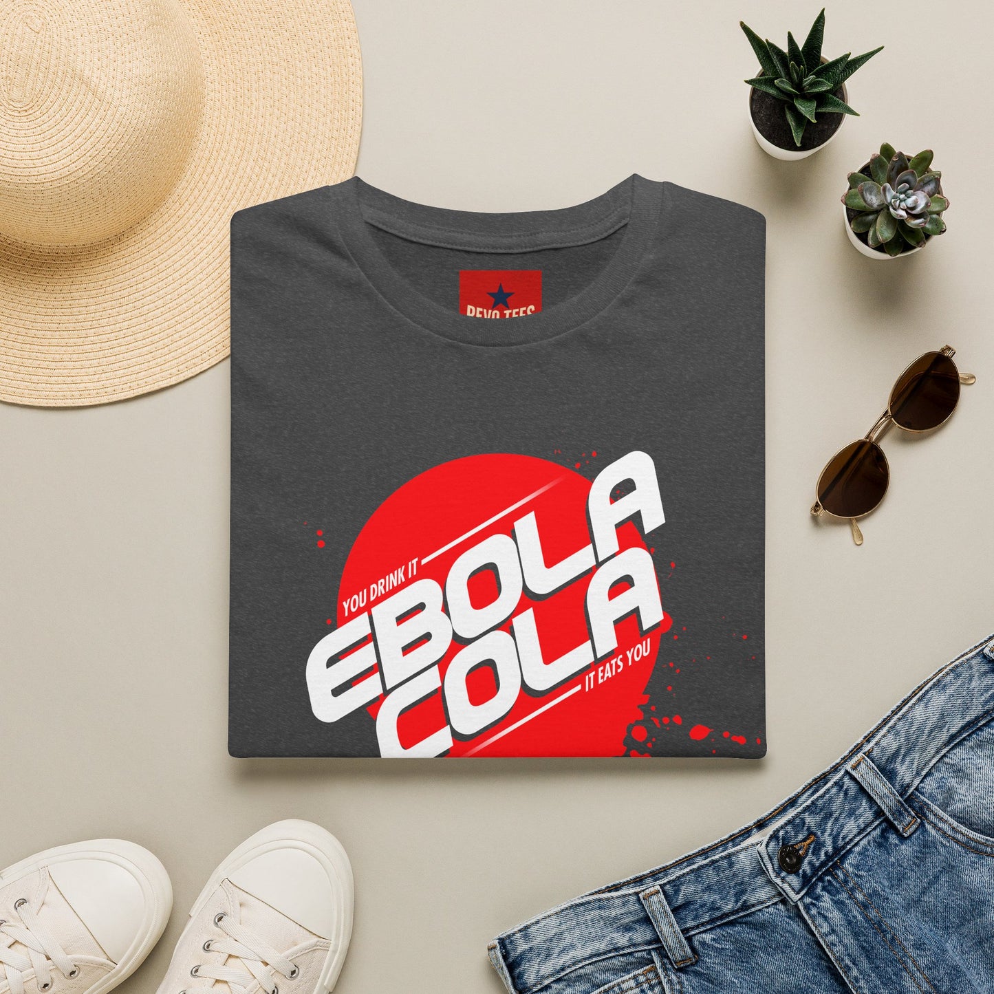 Ebola Cola Graphic T-Shirt – Retro Logo & Distressed Splash Design