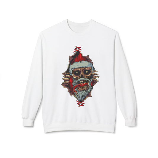 Skull Santa Crewneck Sweatshirt — Horror Christmas Graphic