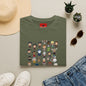 Cute Chibi Characters Crewneck T‑Shirt — Cartoon Character Grid Tee