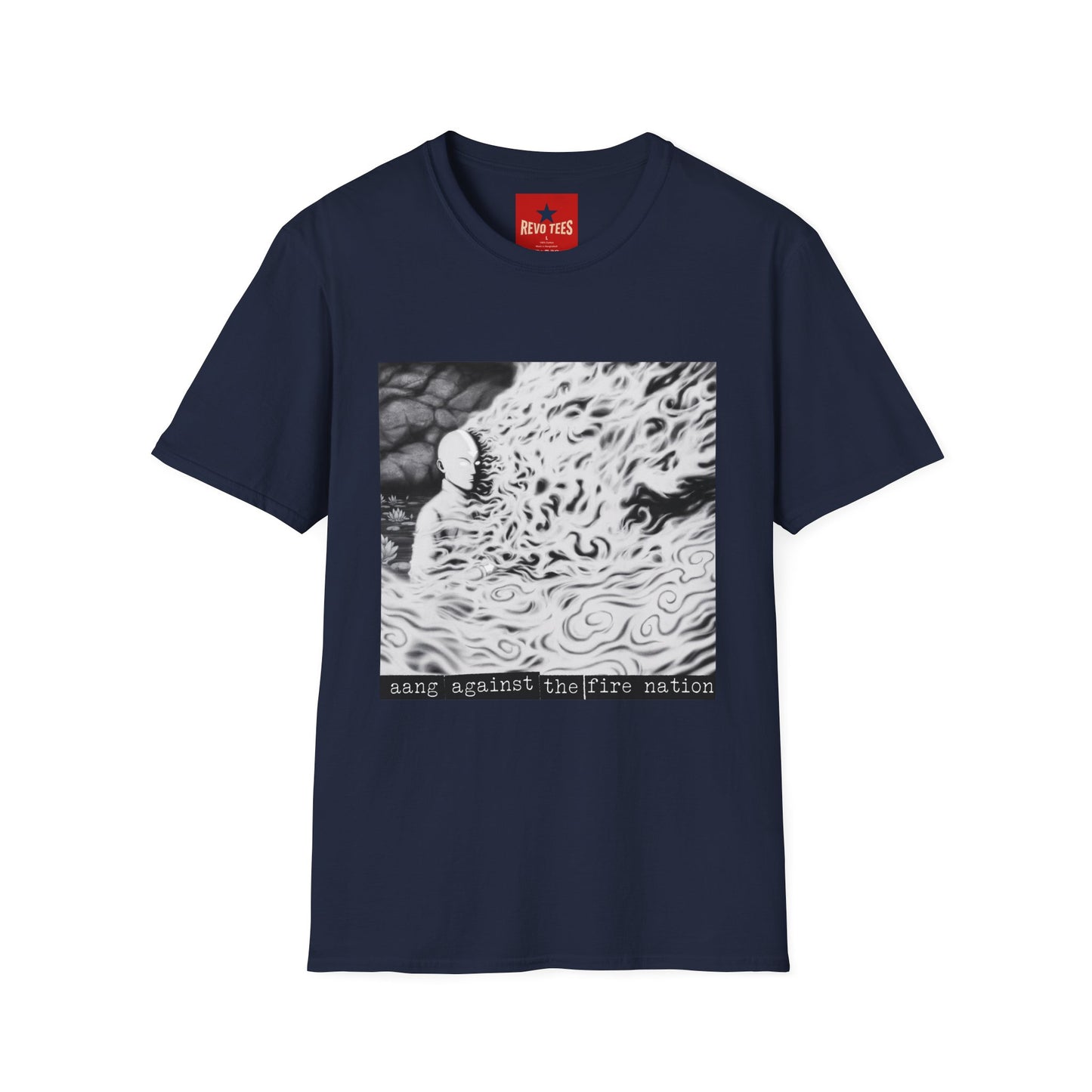 Surreal Flame Portrait T-Shirt — Black & White Abstract Face with Flames