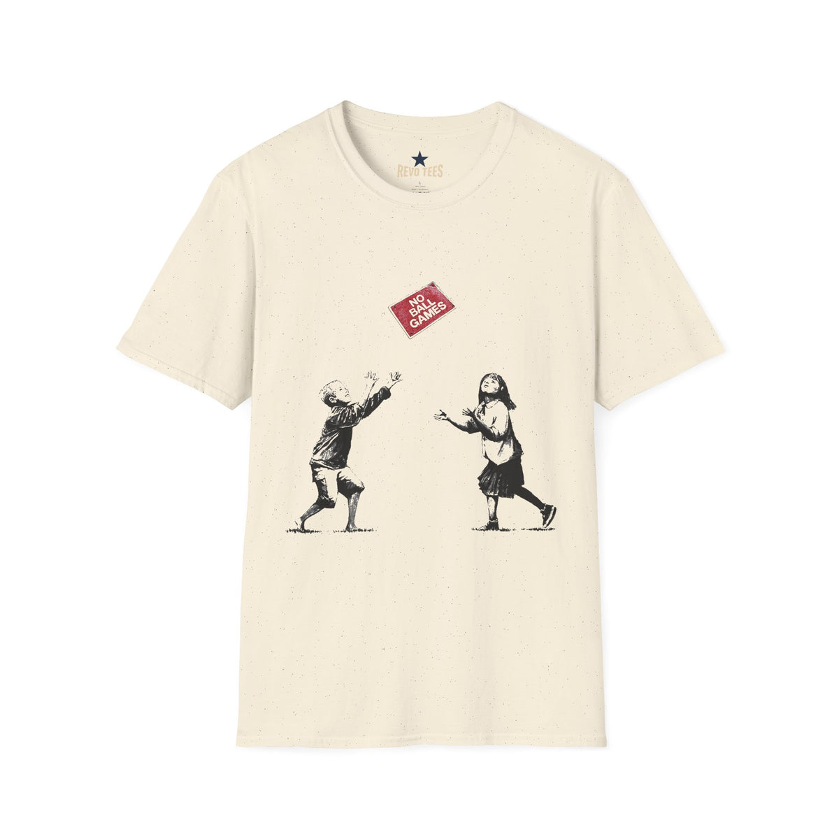 Revotees Banksy No More Games Vintage Kids Throwing No More Games Patch Graphic T-Shirt - alternate view 3