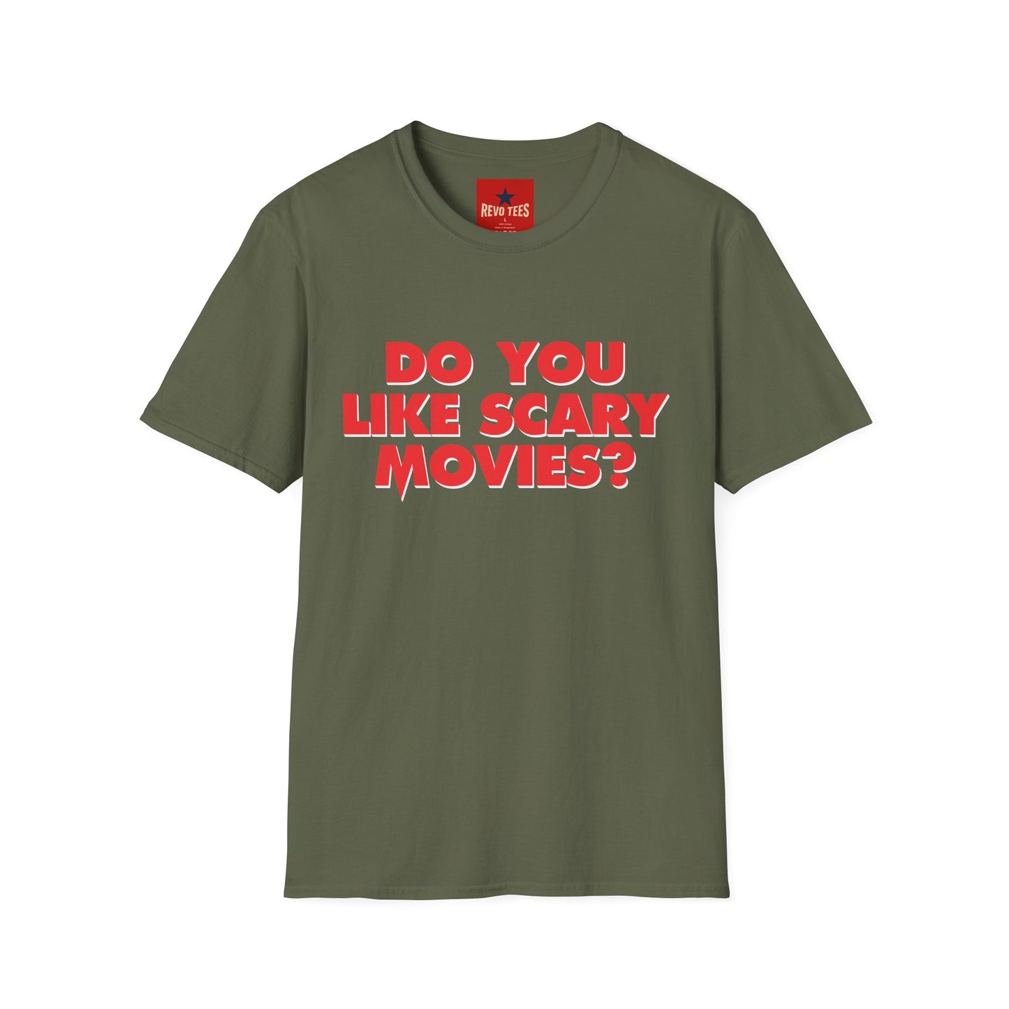 T-Shirt — "Do You Like Scary Movies?" Bold Horror Quote Tee