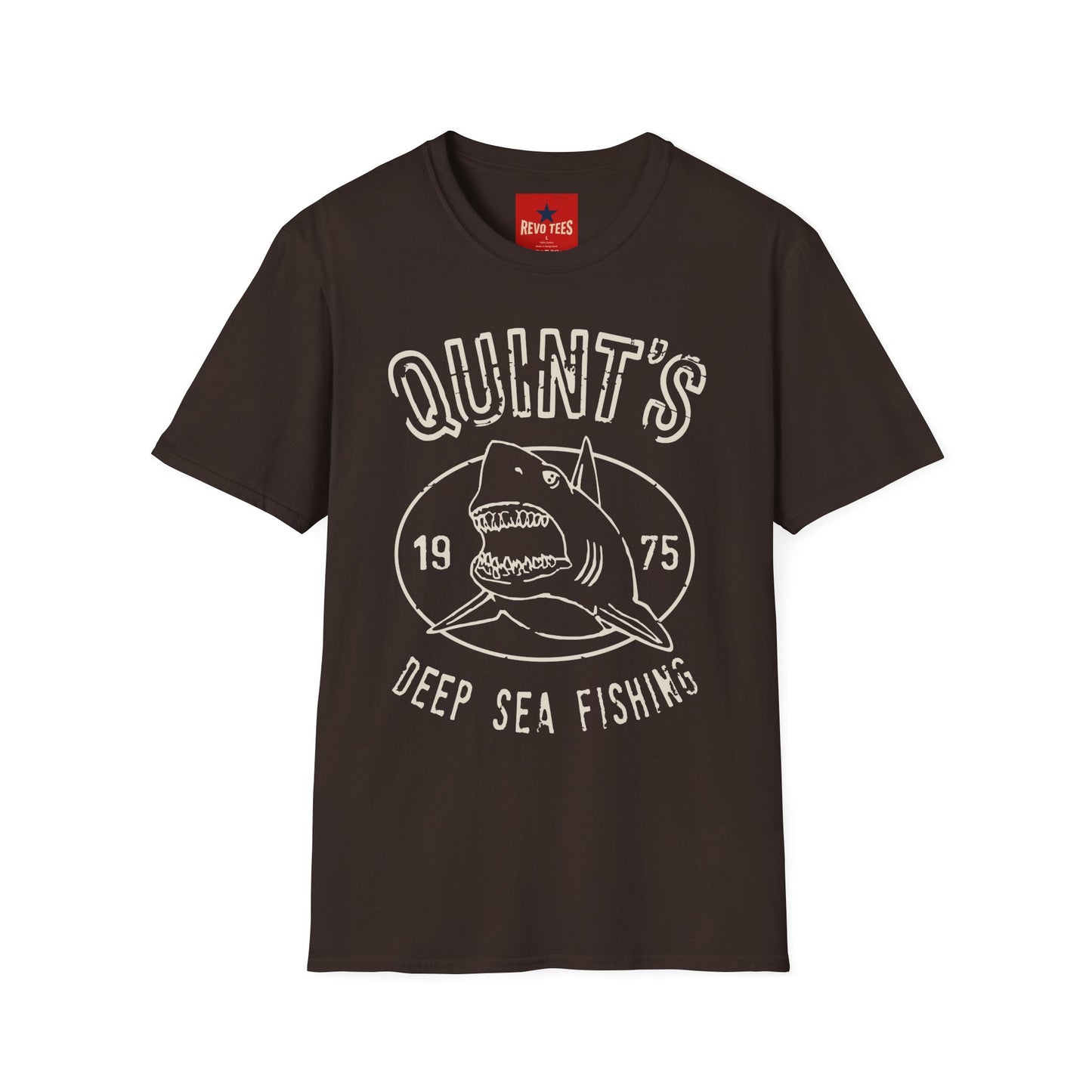 Quint's Deep Sea Fishing T-Shirt — Retro Shark Graphic Tee (1975)