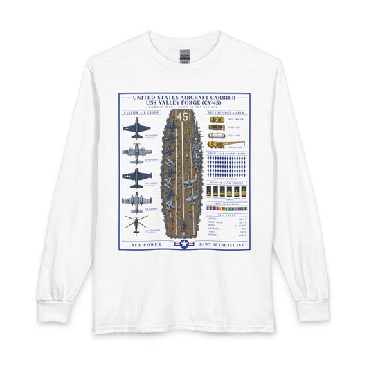 USS Valley Forge Aircraft Carrier (CV-45) Diagram - Long Sleeve Tee
