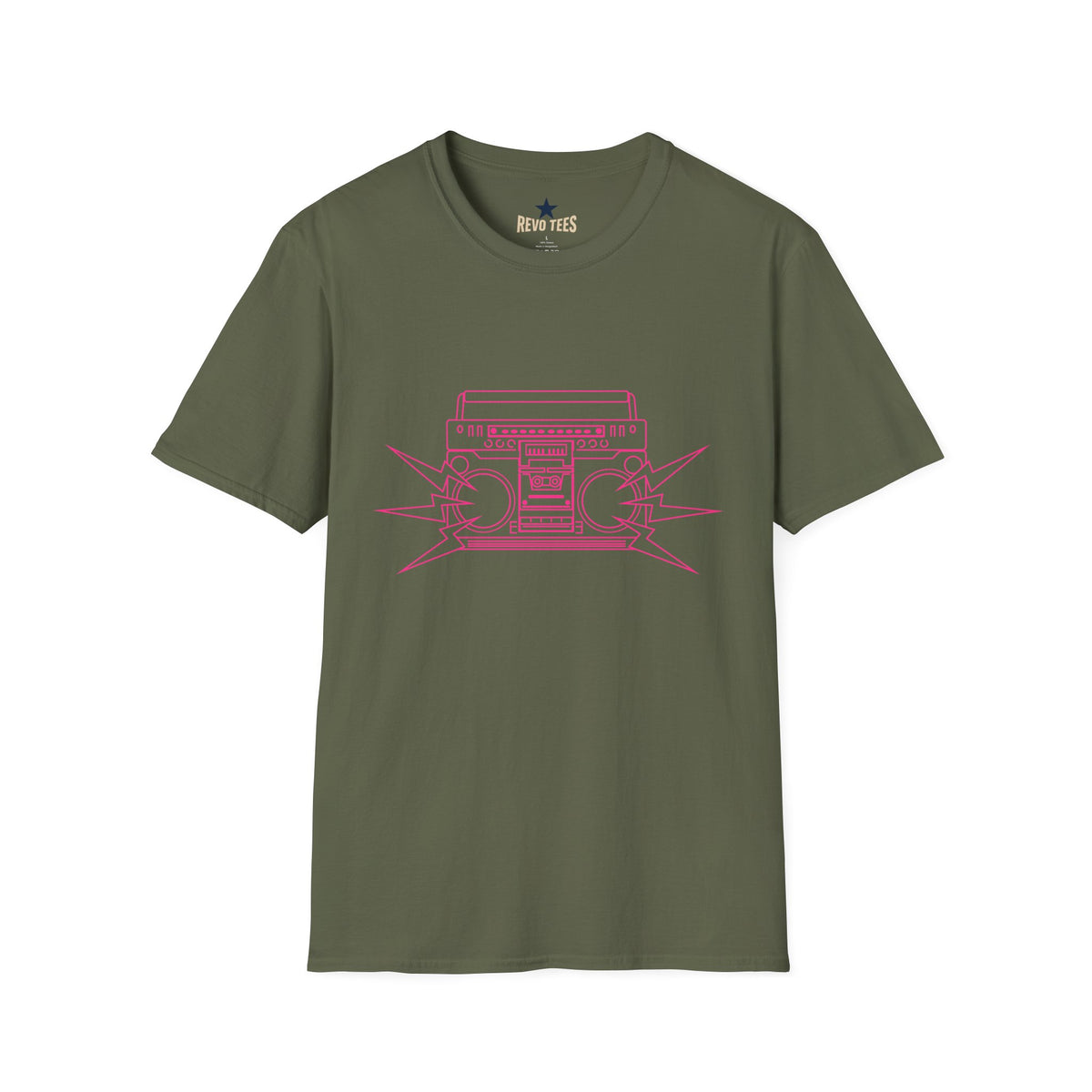 Revotees Retro Boombox Pink Line Art Vintage Radio Graphic T-Shirt - alternate view 6