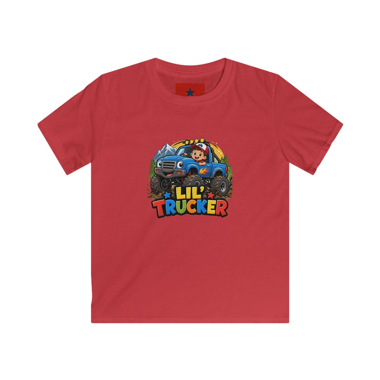 Kids Tee — "Lil' Trucker" Monster Truck Kids T-Shirt | Cute Off-Road Cartoon Top