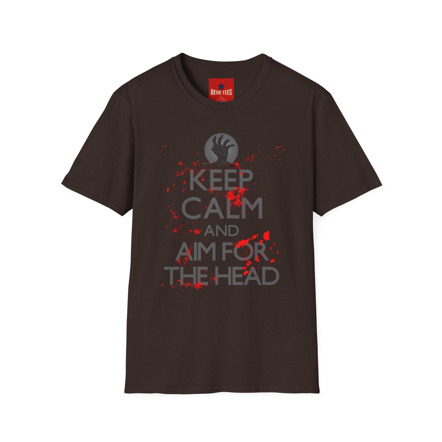 T-Shirt — “Keep Calm and Aim for the Head” Horror Zombie Graphic Tee