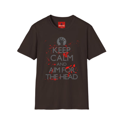 T-Shirt — “Keep Calm and Aim for the Head” Horror Zombie Graphic Tee