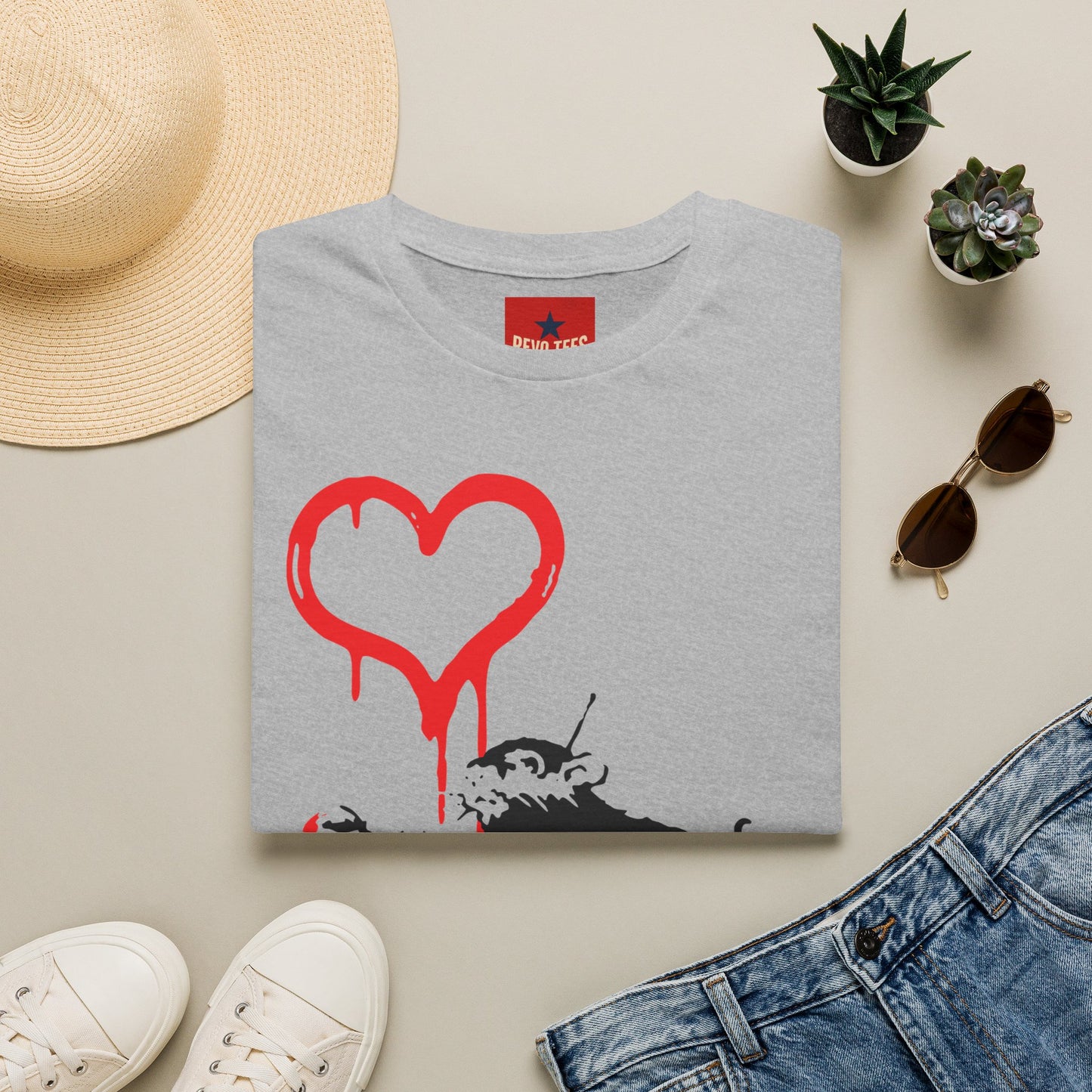 Banksy-Inspired Rat Stencil T-Shirt — Dripping Heart Street Art Tee