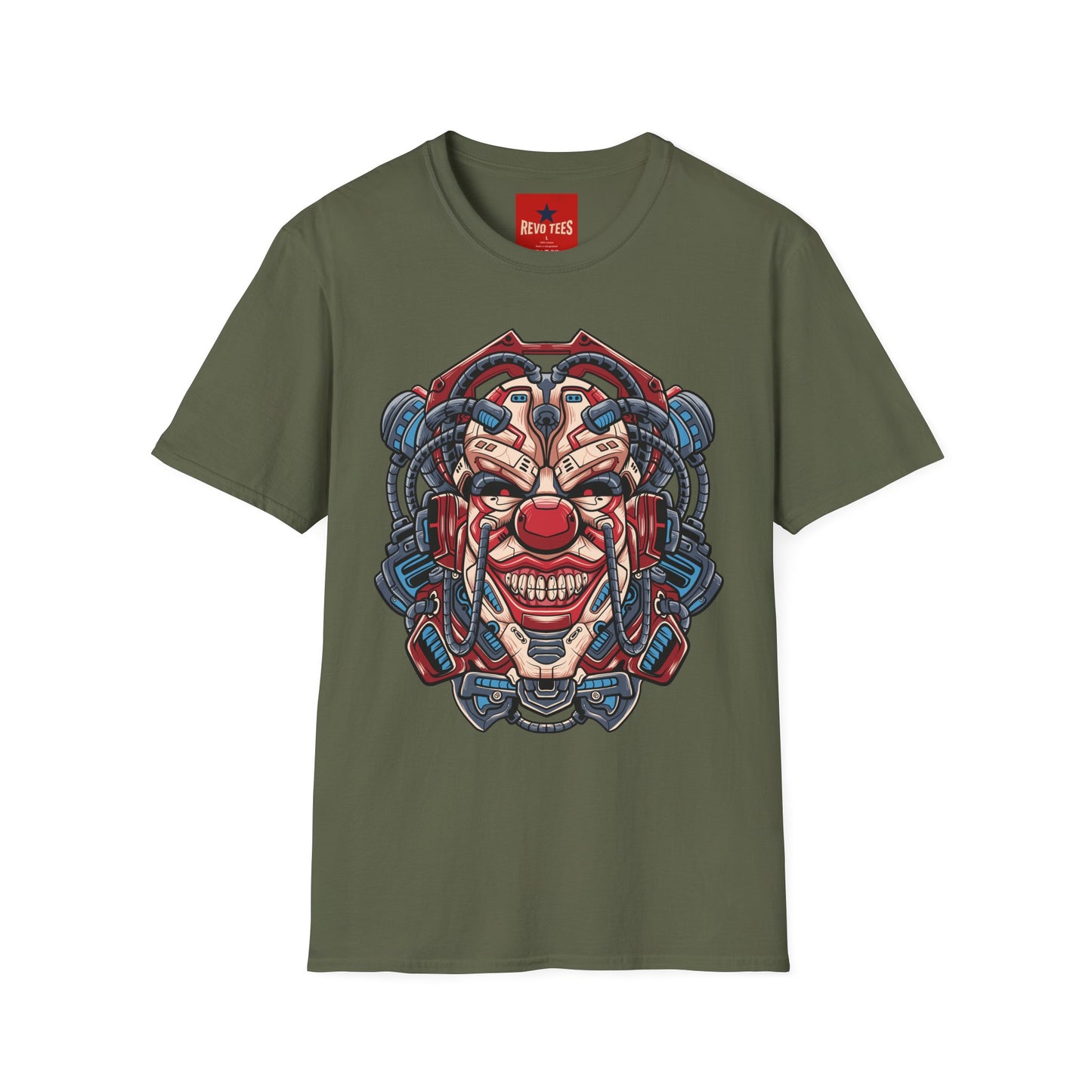 Mechanical Clown T-Shirt — Cyberpunk Robotic Mask Graphic Tee