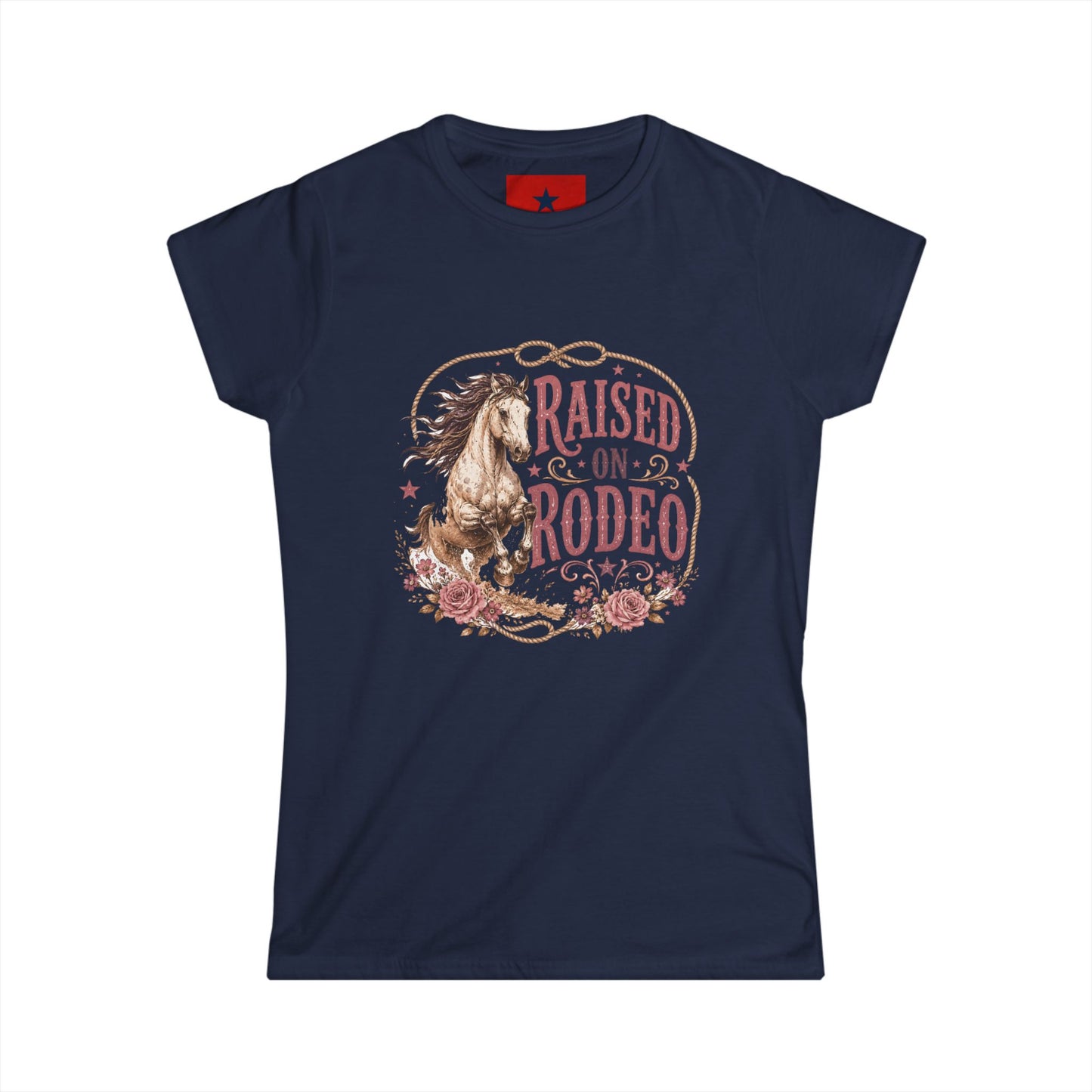 Raised on Rodeo Women's Tee — Vintage Horse Graphic Shirt