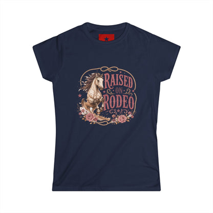 Raised on Rodeo Women's Tee — Vintage Horse Graphic Shirt