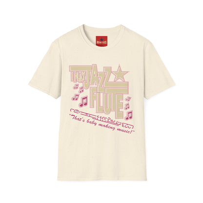 Jazz Flute Graphic Tee — Retro Musical Notes Shirt for Players & Fans