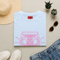 Retro Boombox Tee — Pink Line Art Vintage Radio Graphic T-Shirt