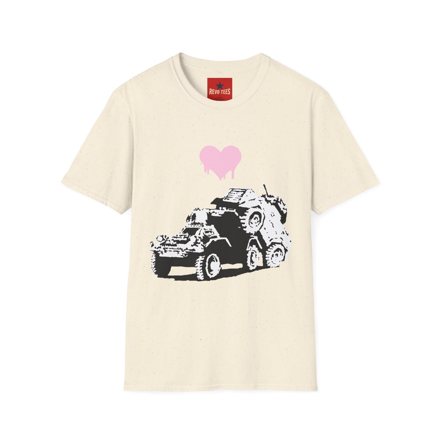 Banksy T-Shirt — Pink Drip Heart with Tank Graffiti Tee