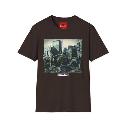 Banksy City Riot Graphic T-Shirt — Urban Protest Art Tee