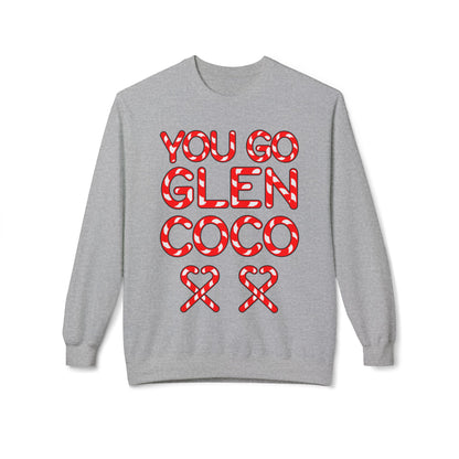 "You Go Glen Coco" Candy Cane Holiday Graphic Crewneck Sweatshirt