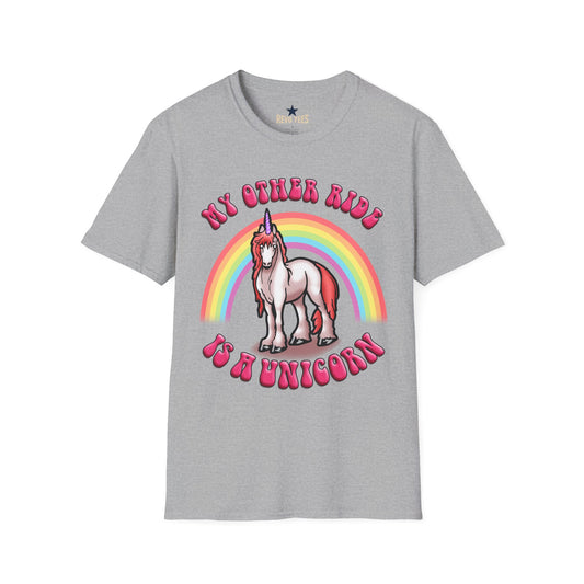 Revotees Unicorn Rainbow My Other Ride Is a Unicorn Retro Graphic T-Shirt