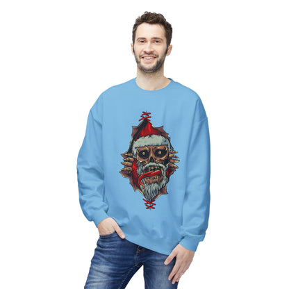 Skull Santa Crewneck Sweatshirt — Horror Christmas Graphic
