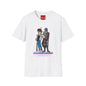 Retro Space Duo T‑Shirt — Cartoon Bounty Hunter & Kid Graphic Tee