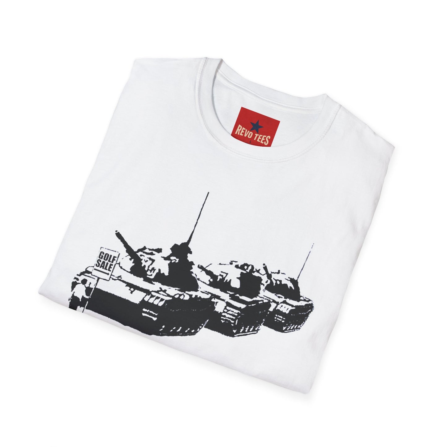 Banksy Tank Lineup Graphic T-Shirt — Stencil Military Tanks Design
