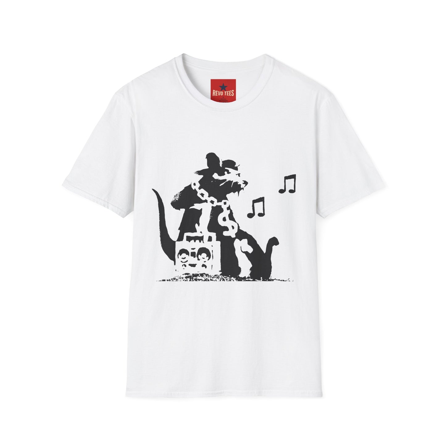 Music Cat T-Shirt — Black Silhouette Singing Rat Graphic Tee